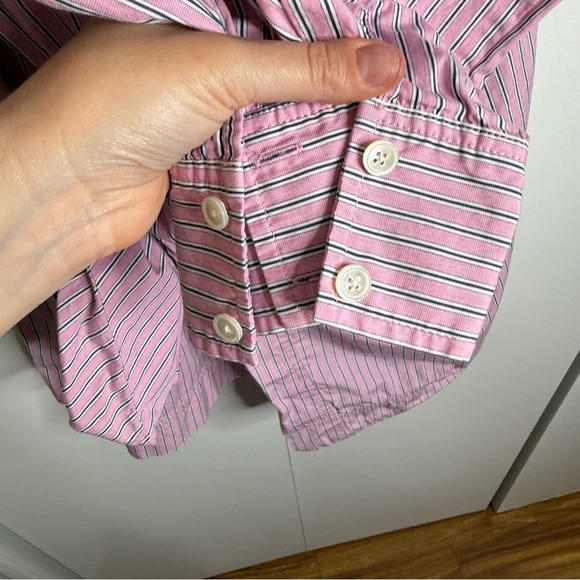 Derek Lam 10 Crosby Striped Poplin Tie-Front Long-Sleeve Shirtdress Pink - 4 - Picture 8 of 11